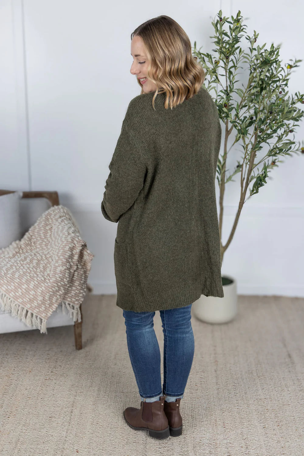 Madison Cozy Cardigan - Dark Olive