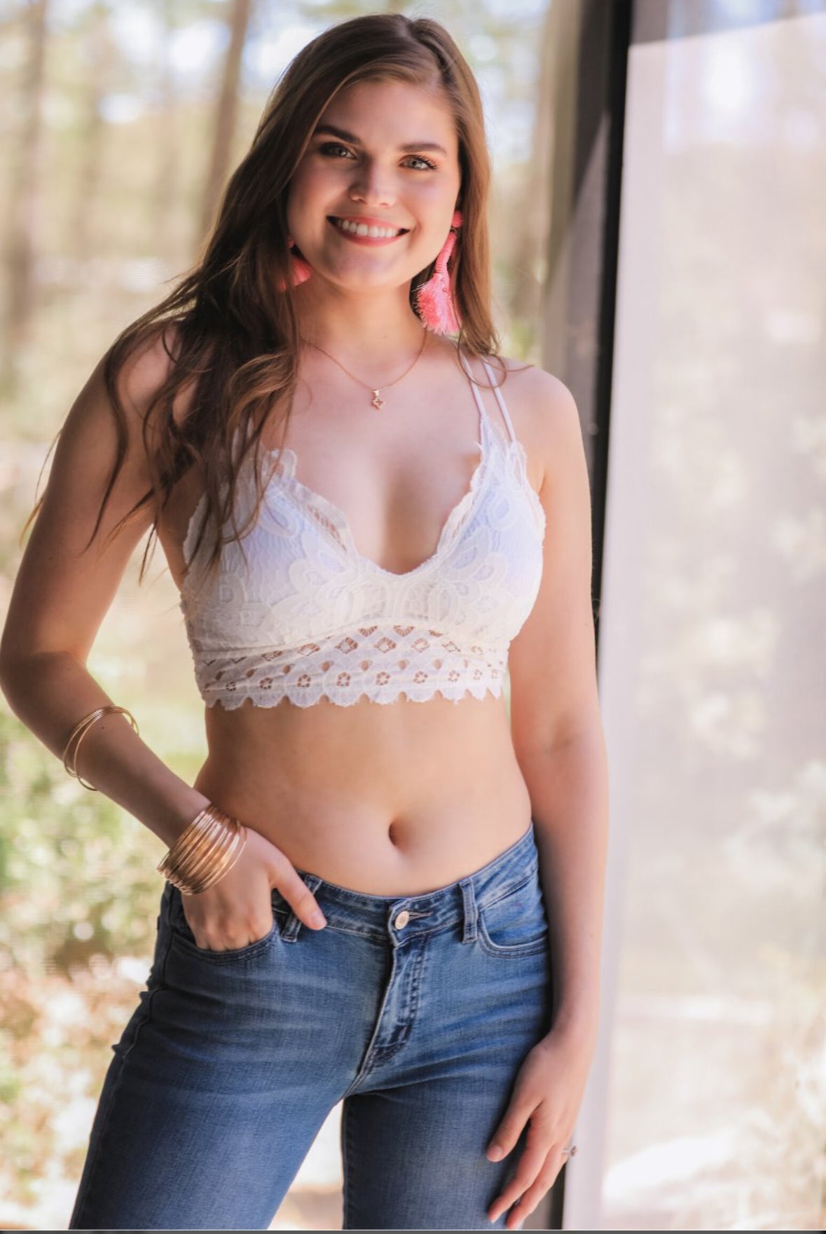 Ella Lace Scalloped Bralette in Ivory
