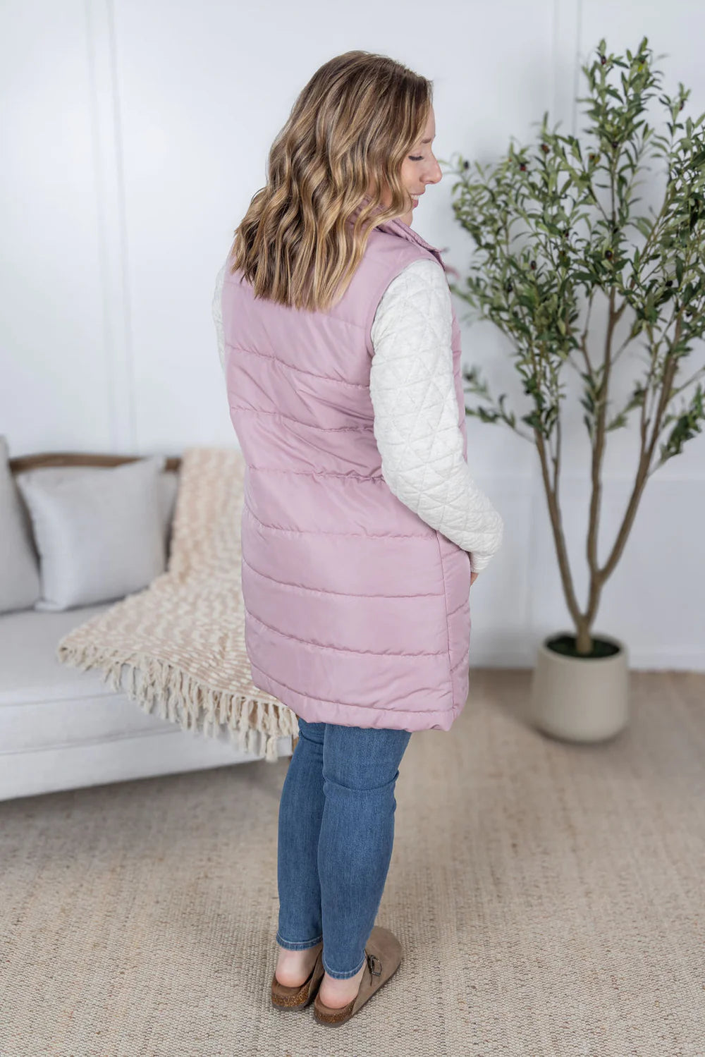 Harlow Long Vest - Blush
