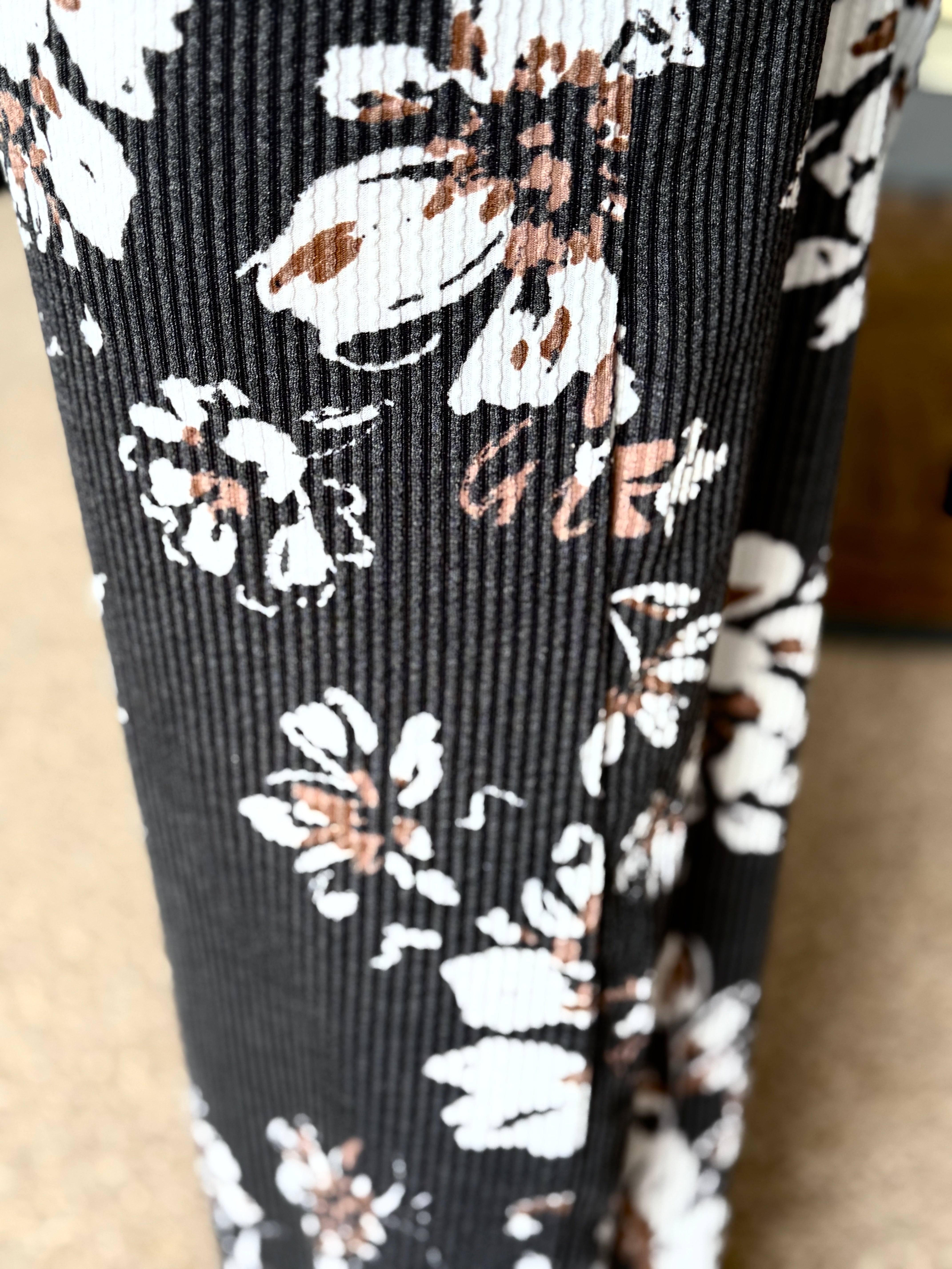 Haddie Floral Wide Leg Pants in Black
