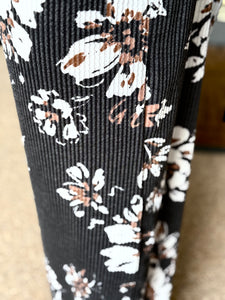 Haddie Floral Wide Leg Pants in Black