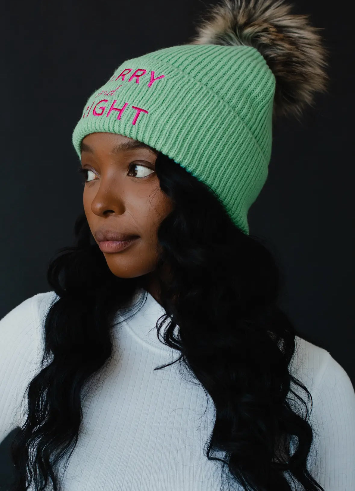 Mint Merry & Bright Pom Beanie