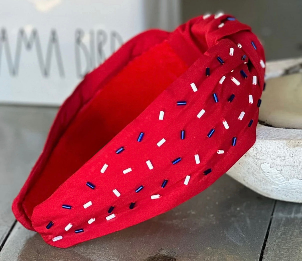 Patriotic Confetti Red Knot Headband