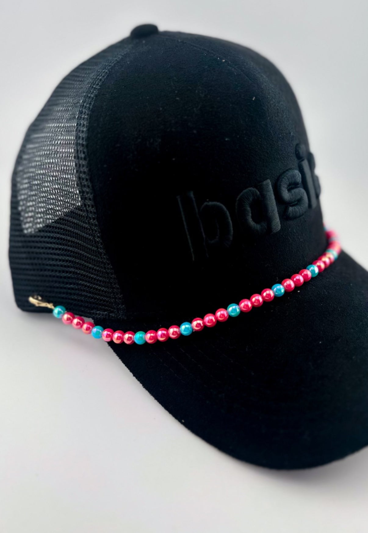 Pink And Turquoise Beaded Hat Chain