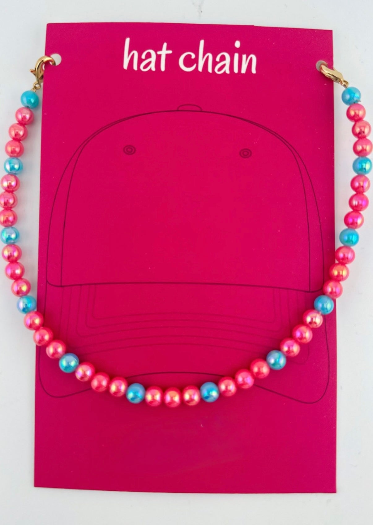 Pink And Turquoise Beaded Hat Chain