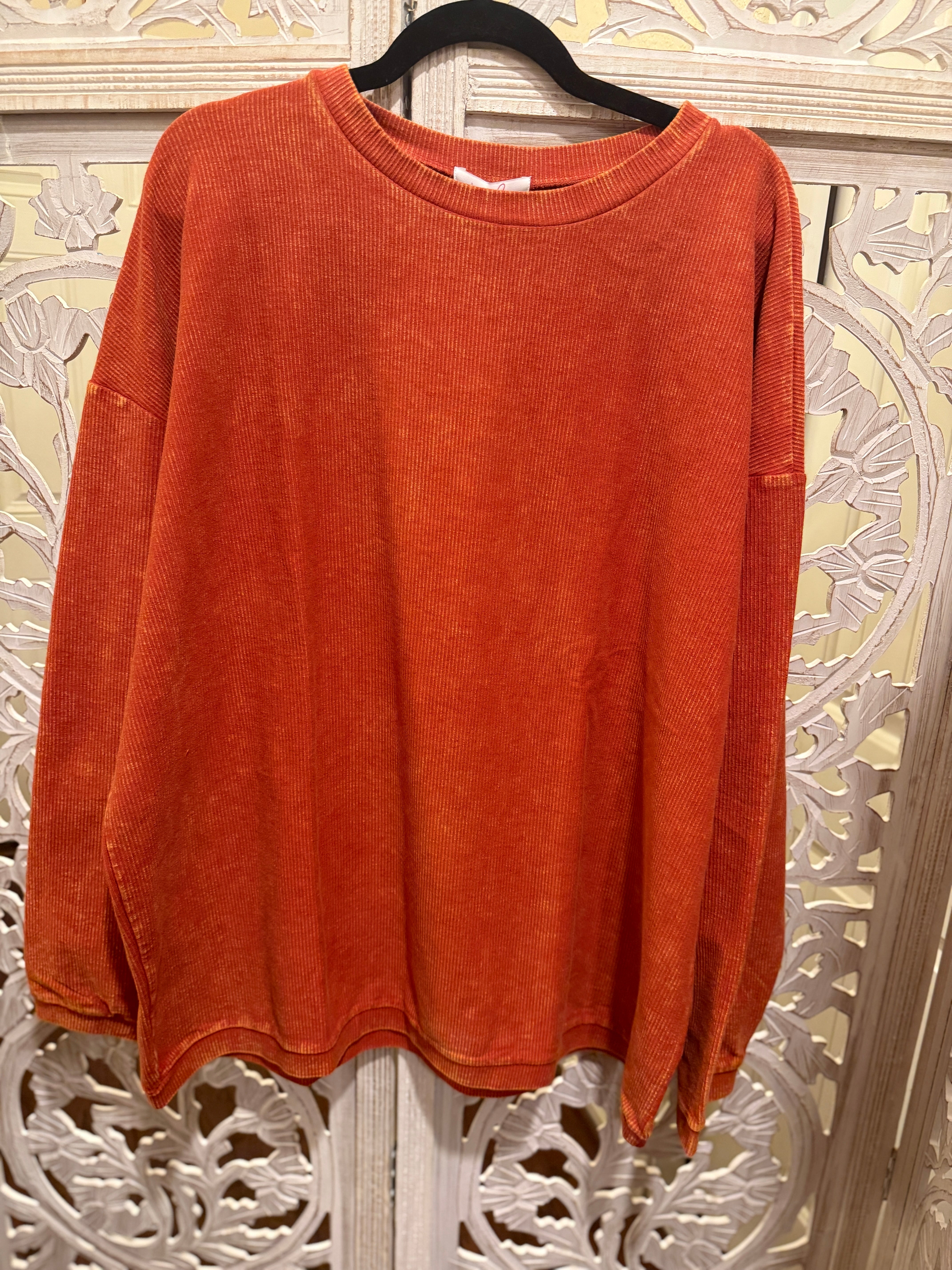 Andy Corded Vintage Pullover in Rust