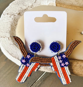 Patriotic Bull Earrings