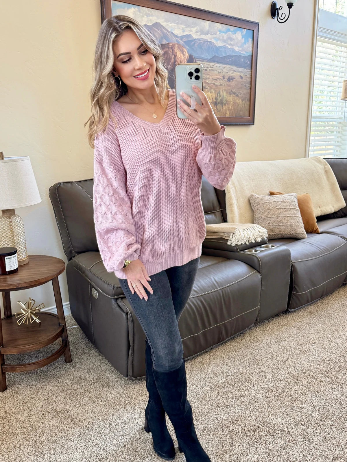 PREORDER - Talina Textured Sweater - Rose