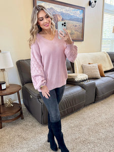 PREORDER - Talina Textured Sweater - Rose