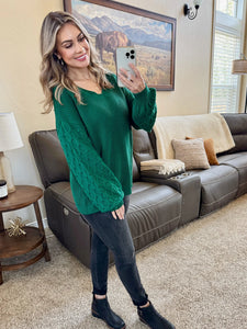 PREORDER - Talina Textured Sweater - Forest Green