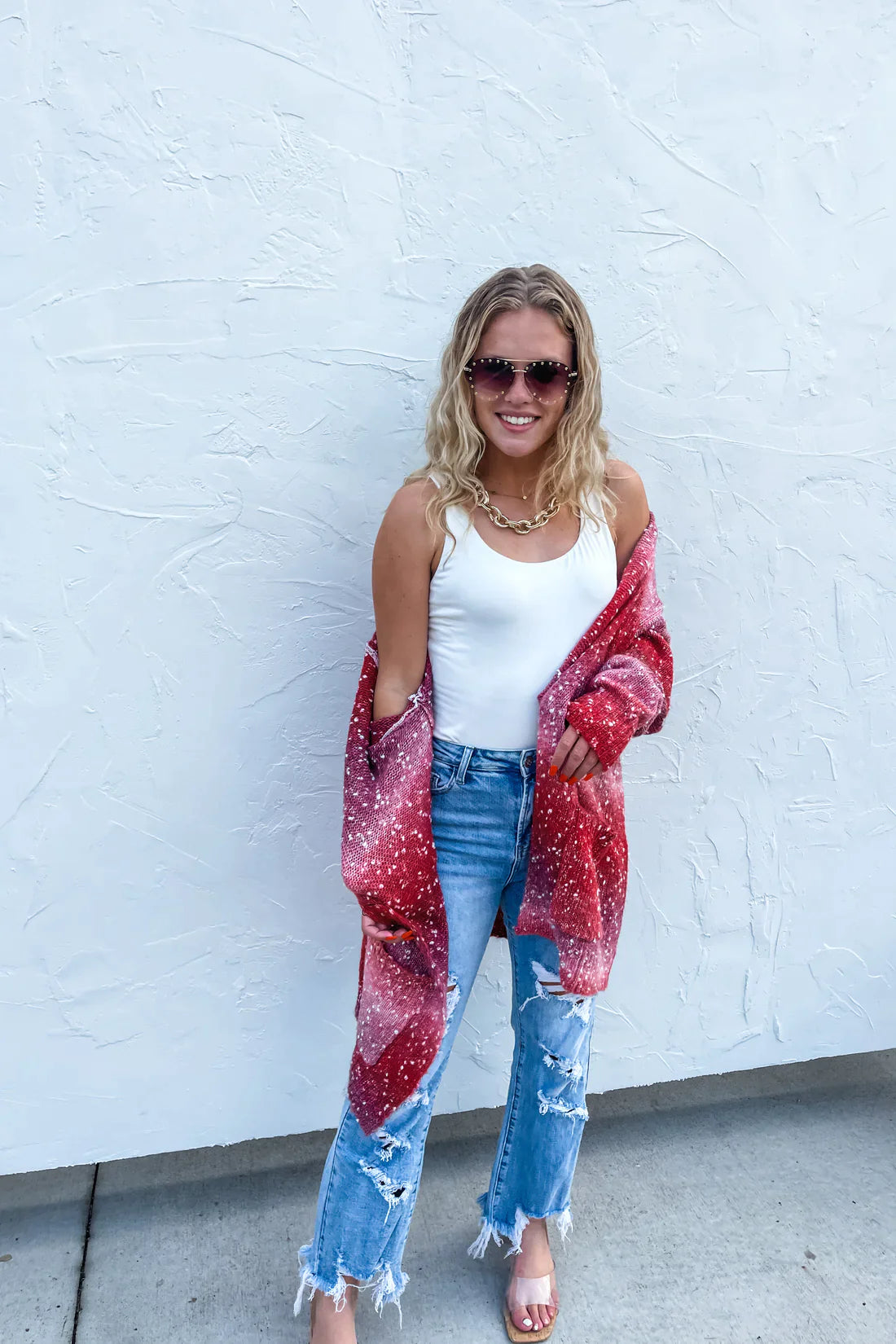 Starstruck Ombre Red Cardigan