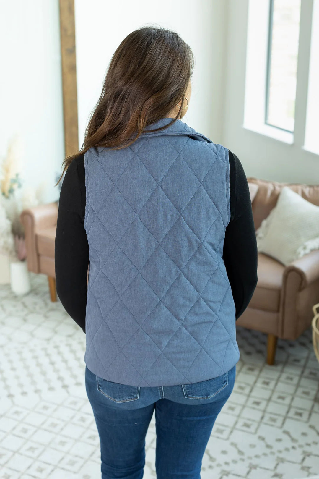 Remy Zip Up Vest - Heathered Navy