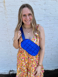 Quilted Belt Bag in Blue