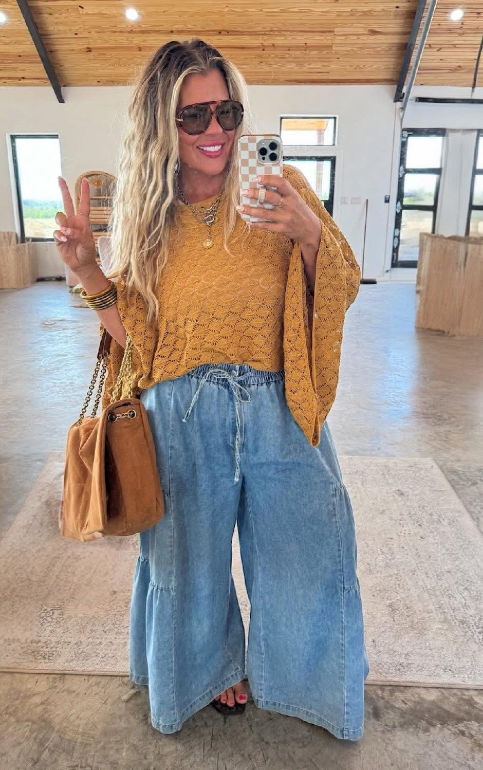 Free Spirit Bell Sleeve Top in Mustard