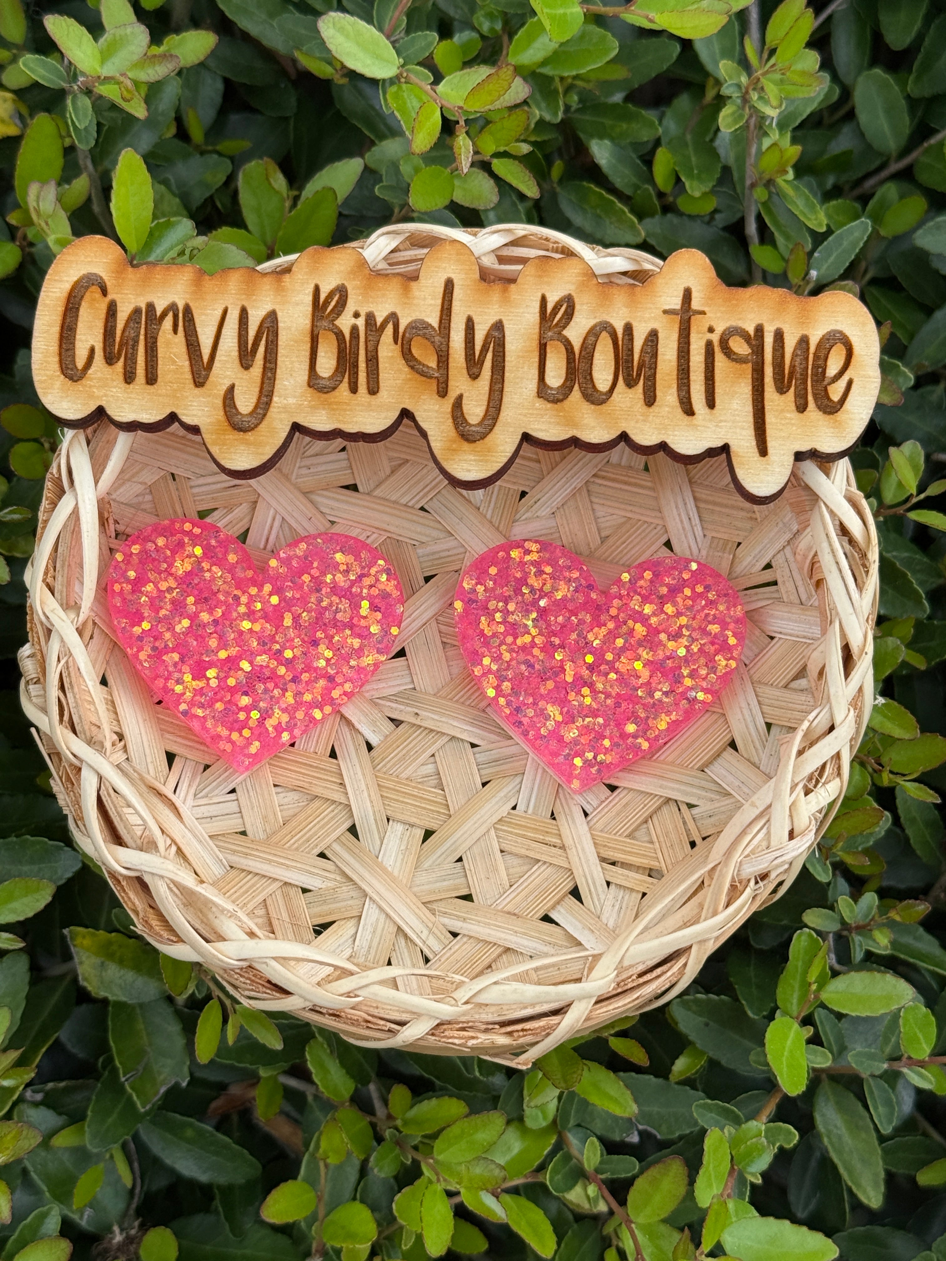Pink Glitter Heart Earrings - Hypoallergenic