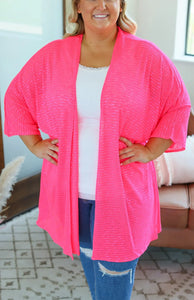 Cover Up Kimono - Hot Pink Stripes