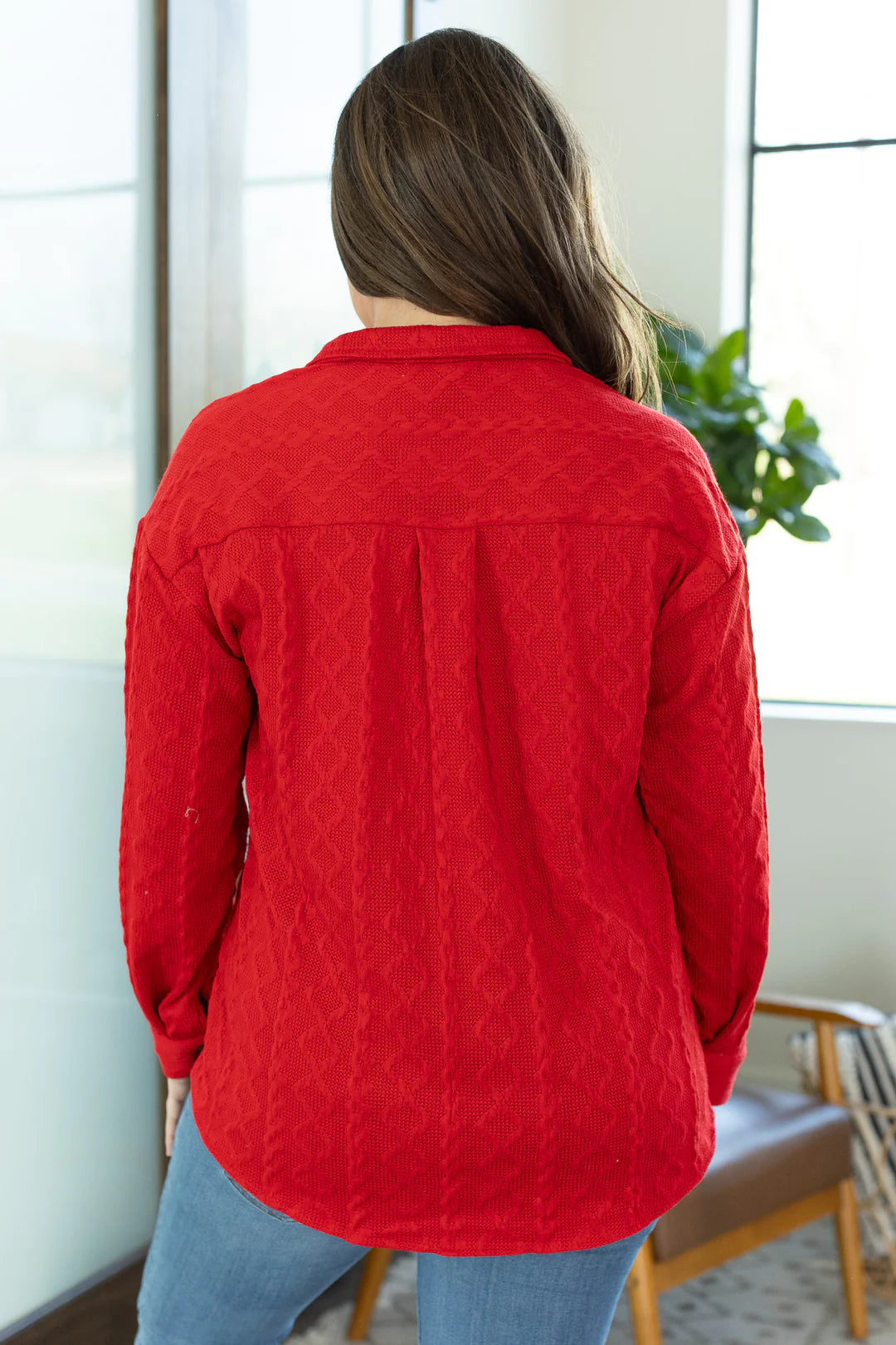 Cable Knit Jacket - Red