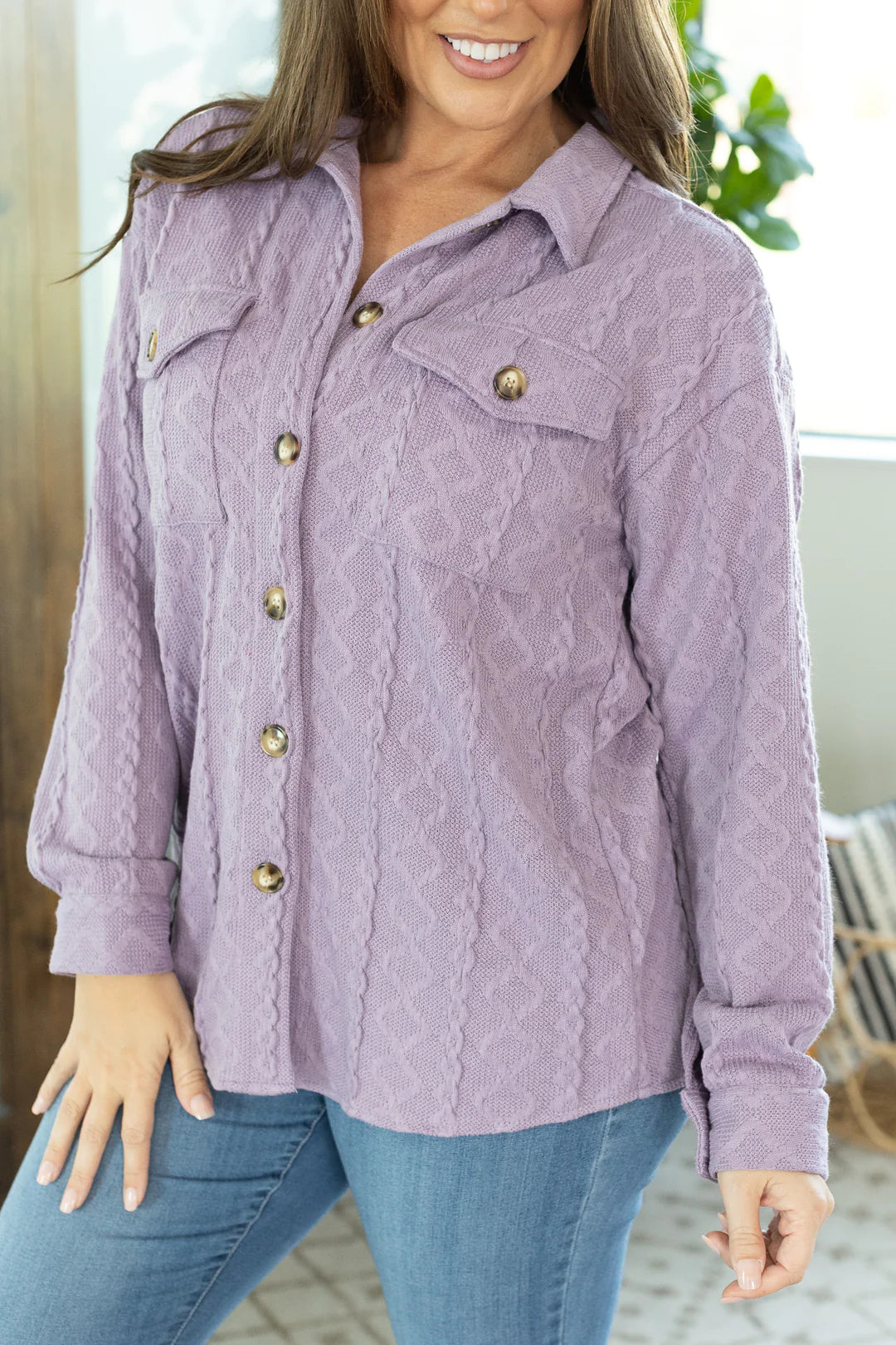 Cable Knit Jacket - Lavender