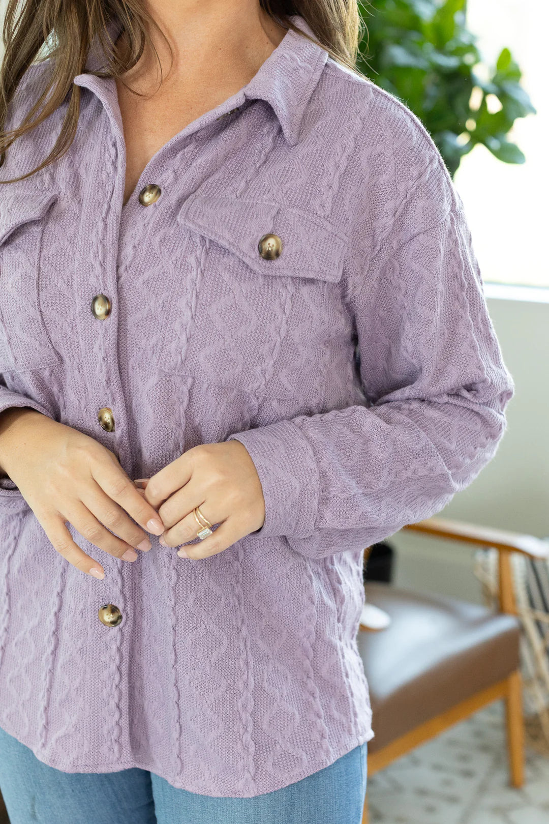Cable Knit Jacket - Lavender