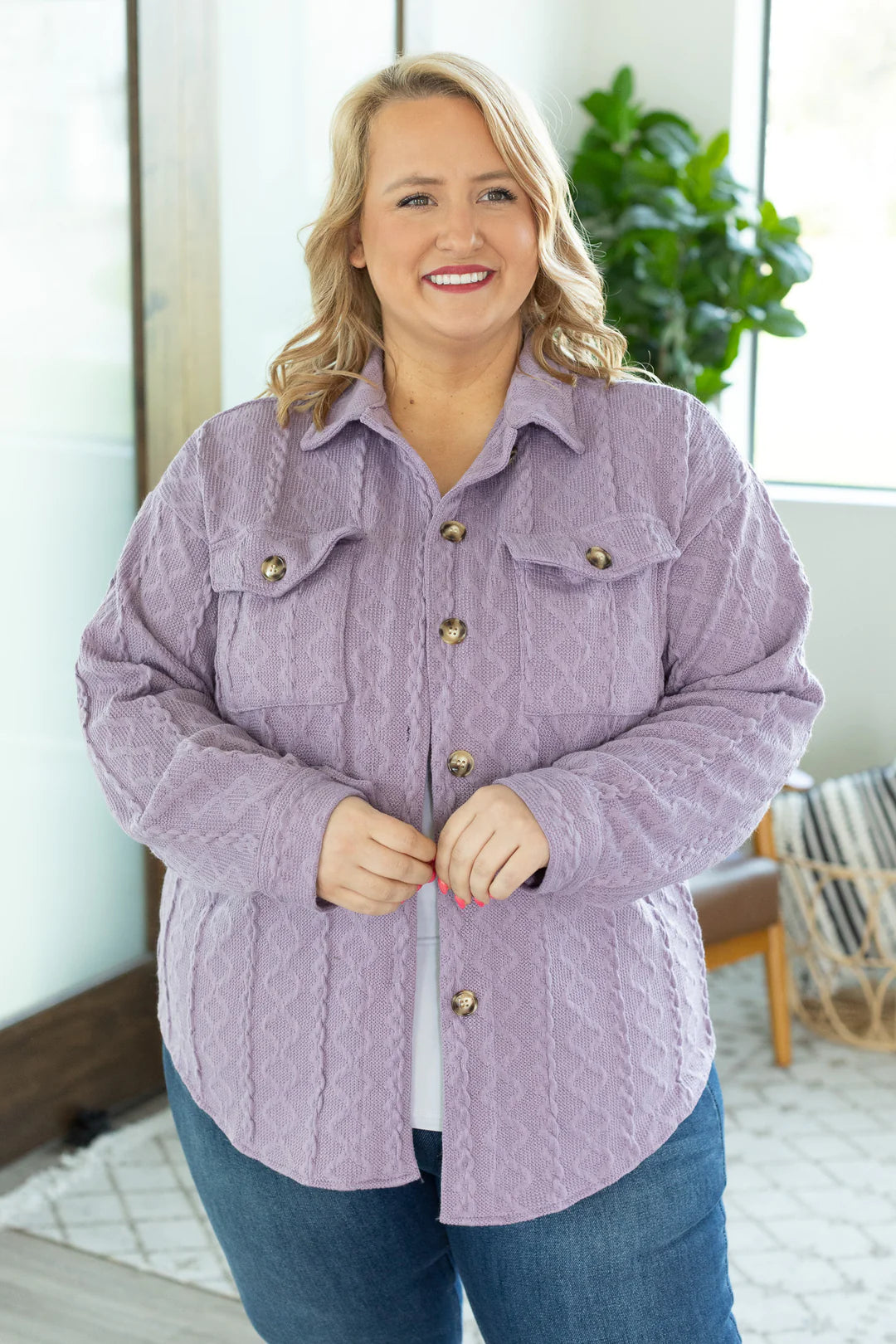 Cable Knit Jacket - Lavender