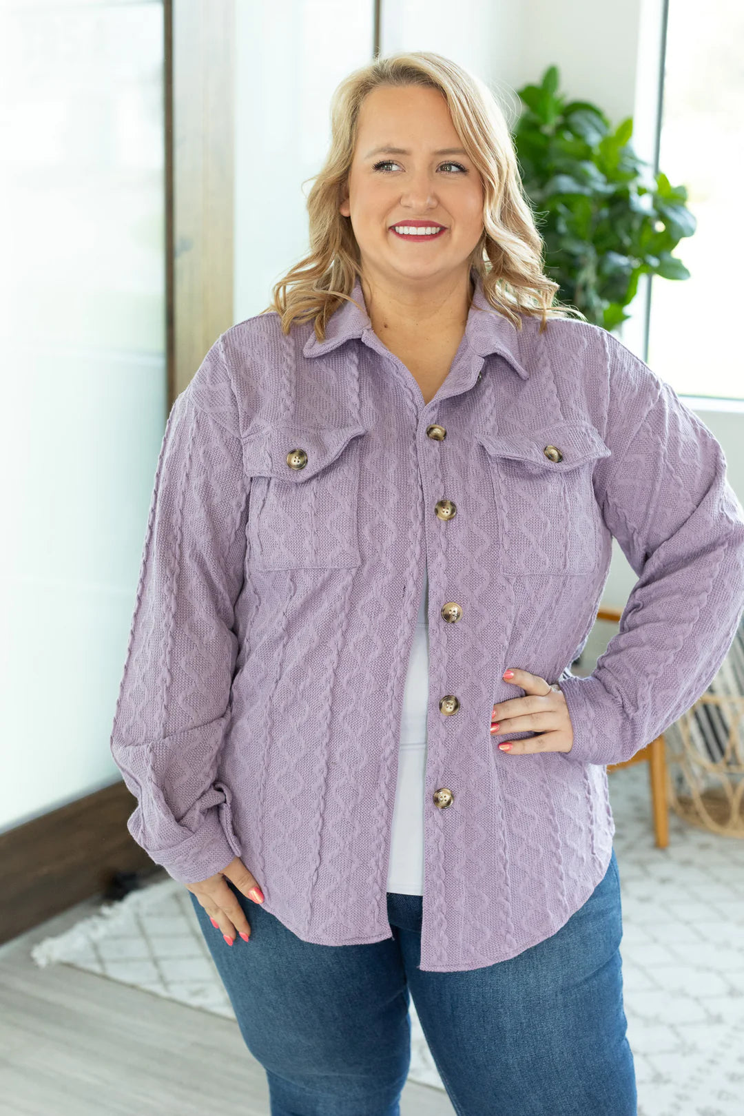 Cable Knit Jacket - Lavender