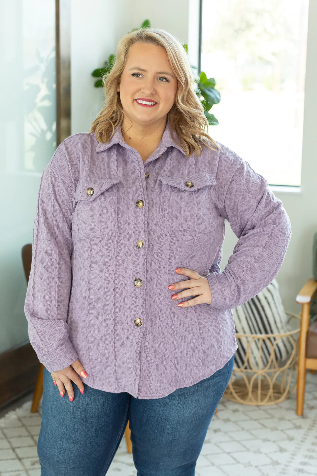 Cable Knit Jacket - Lavender