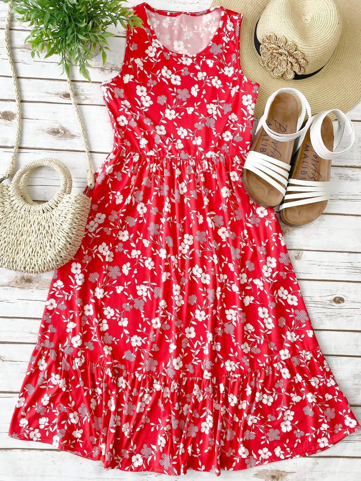 Bailey Dress - Red Floral