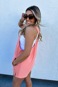 Beach Romper in Coral