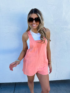 Beach Romper in Coral