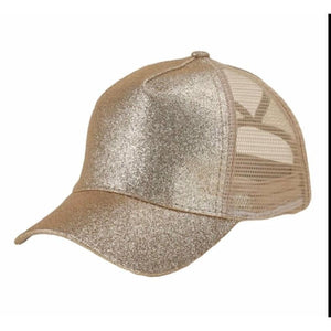 Gold Shimmer Ponytail Hat