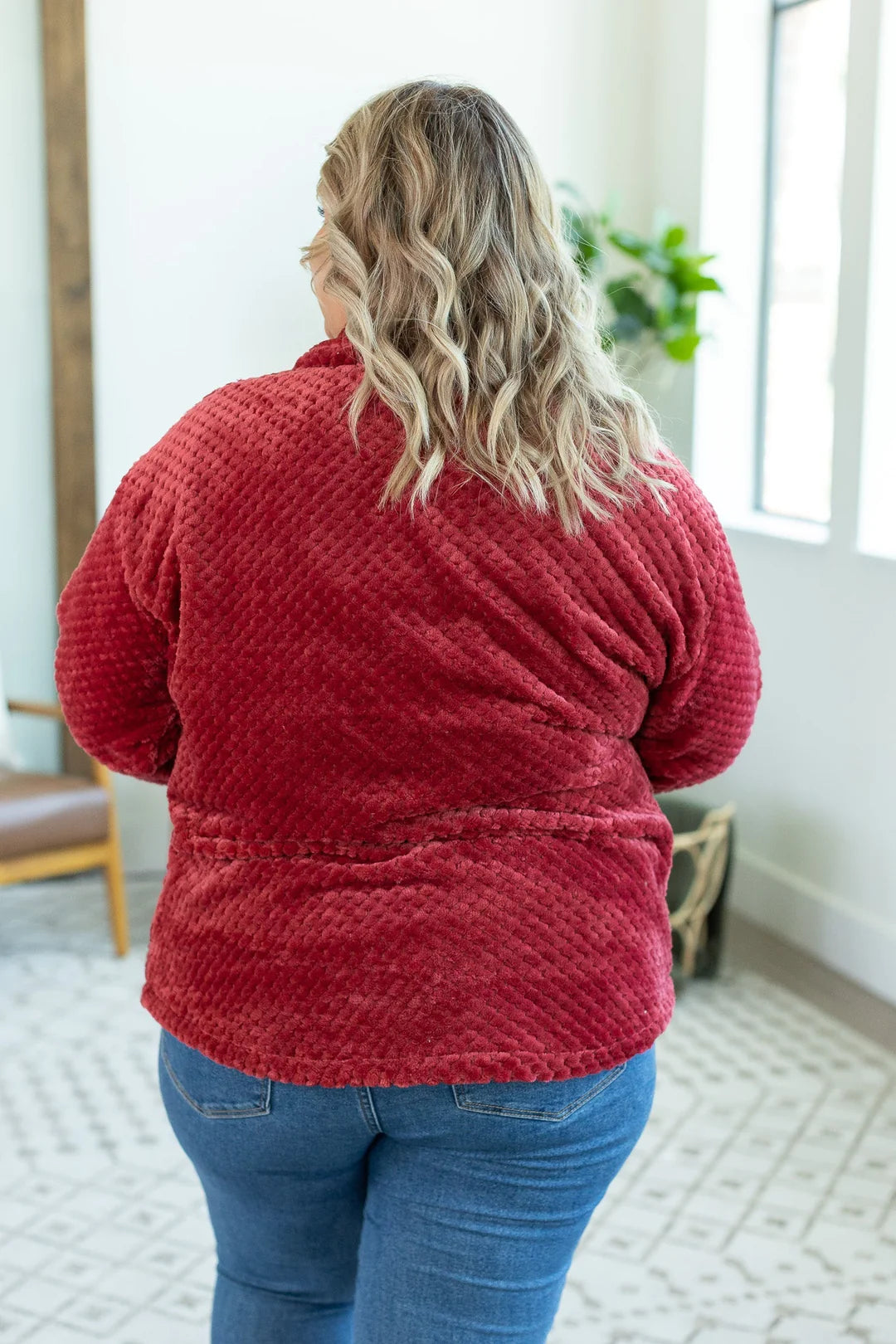 Fleece Shacket in Burgundy