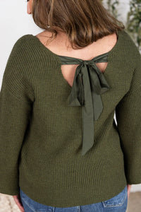 Bethany Bow Knit Sweater - Olive