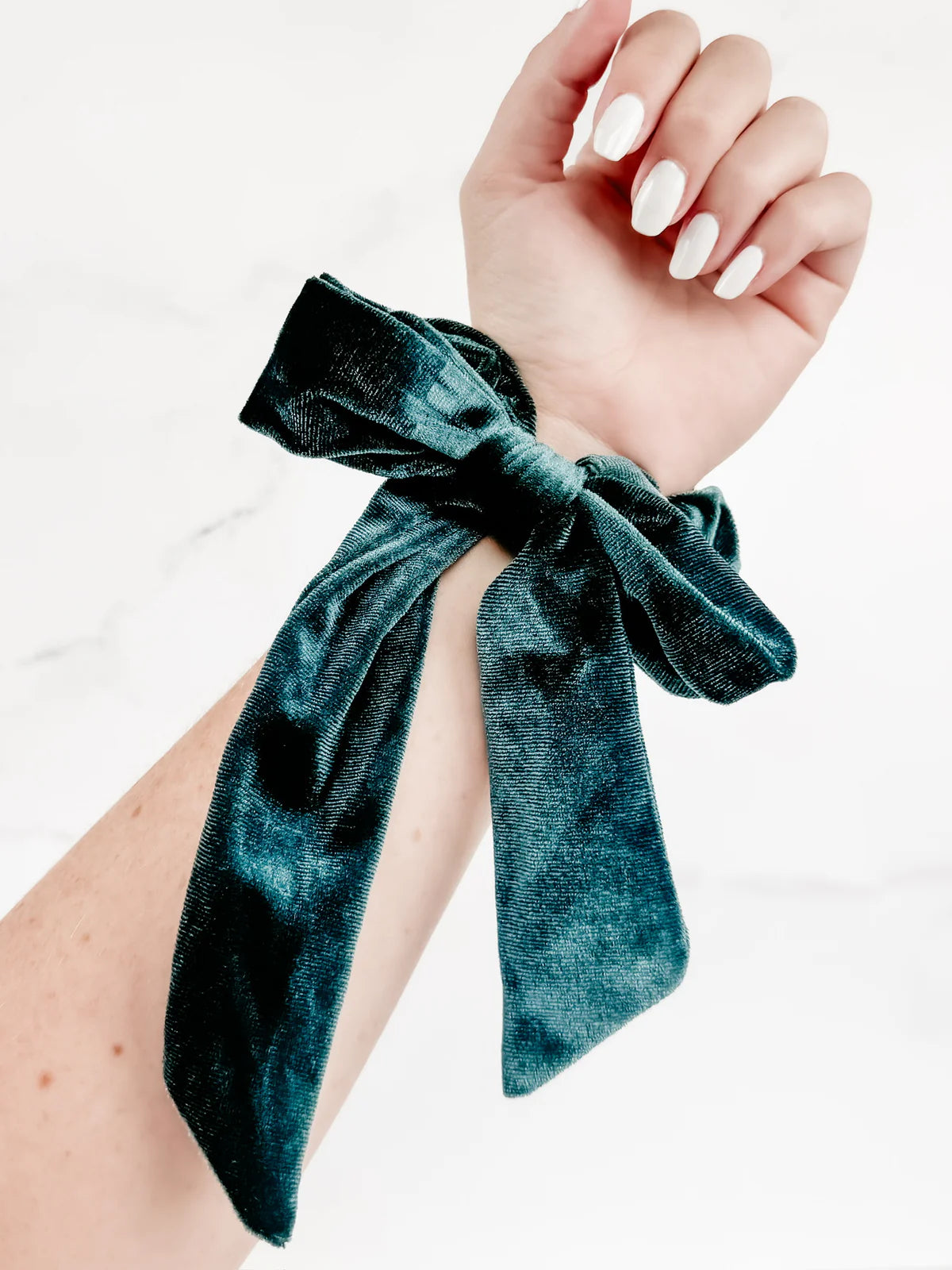 Velvet Bow Scrunchie in Teal