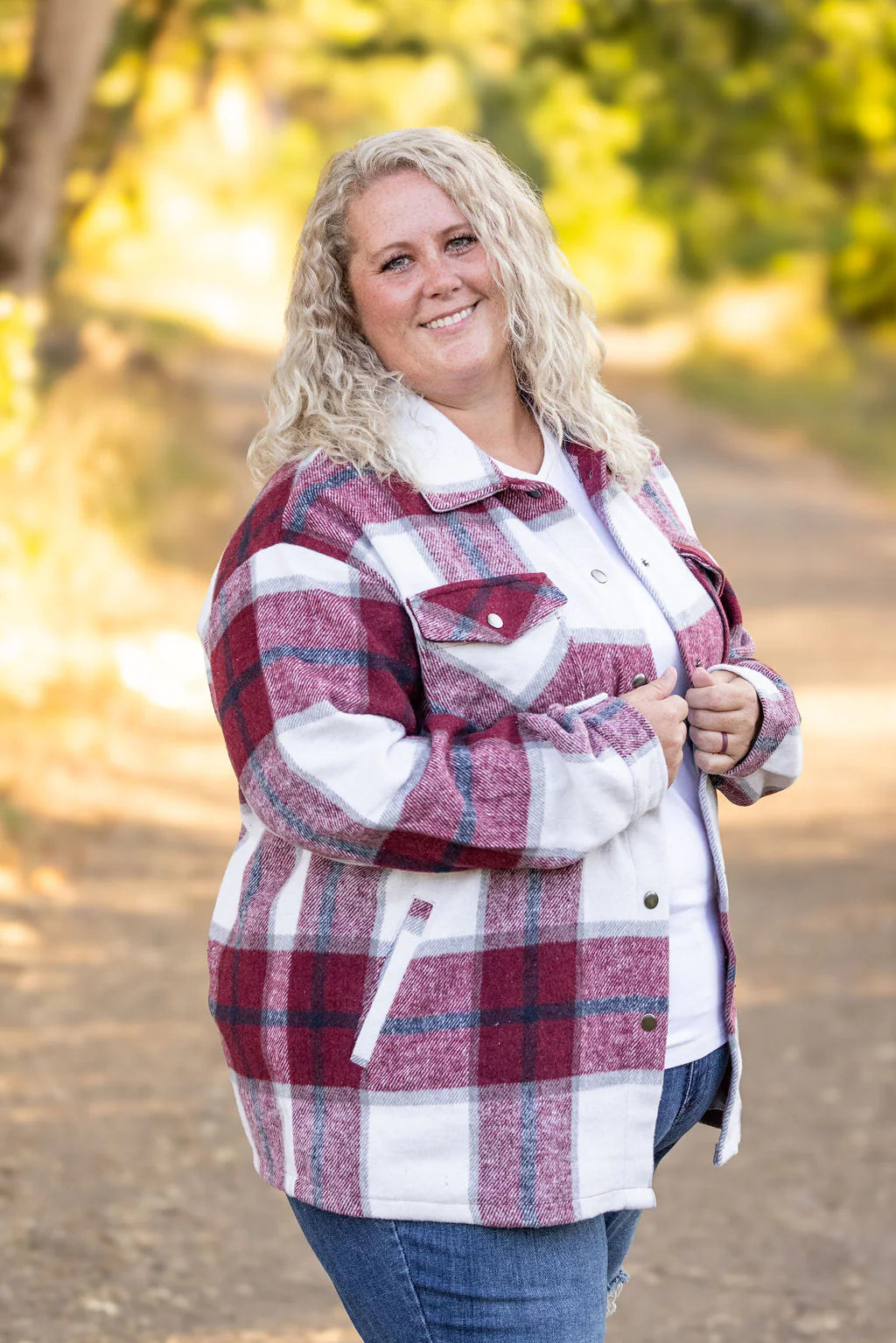 Norah Plaid Shacket - Merlot and Grey Mix