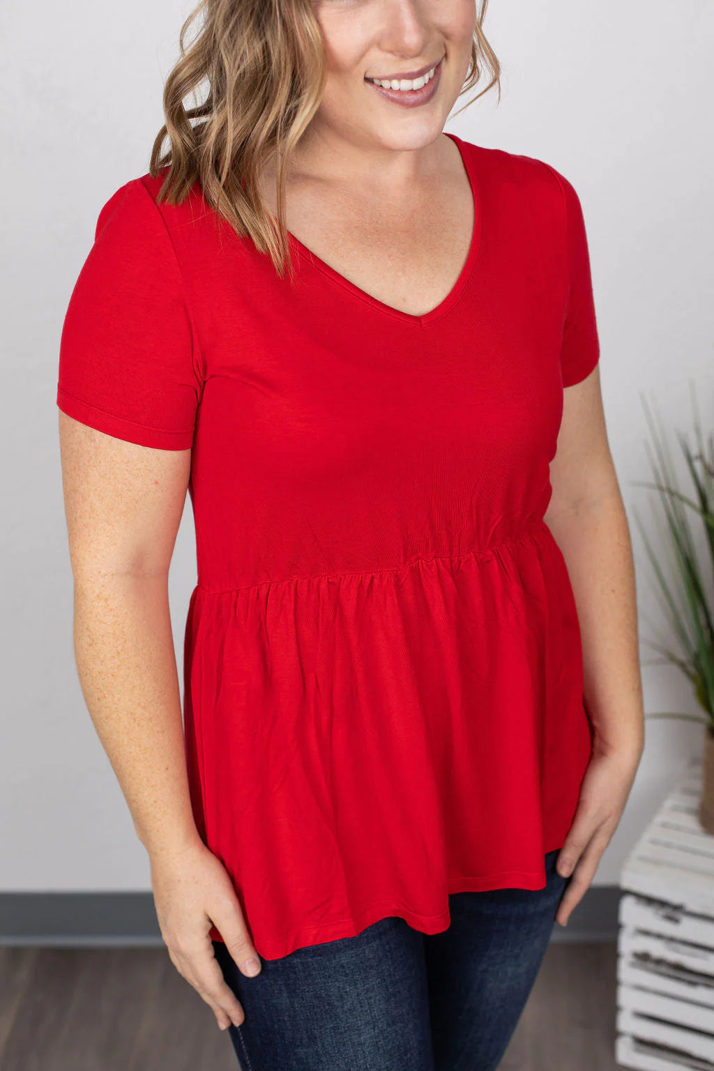 Sarah Ruffle Top - Red
