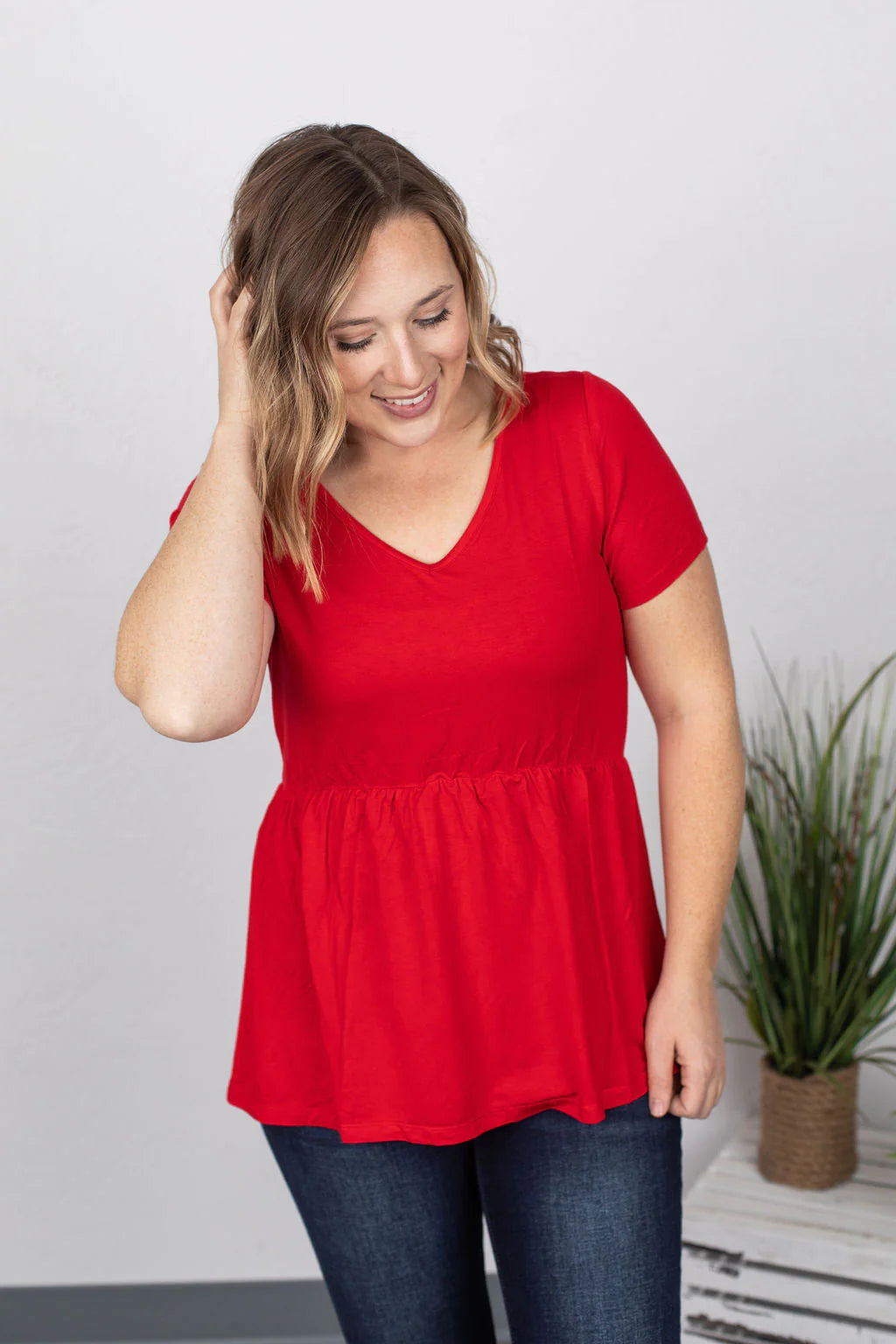 Sarah Ruffle Top - Red