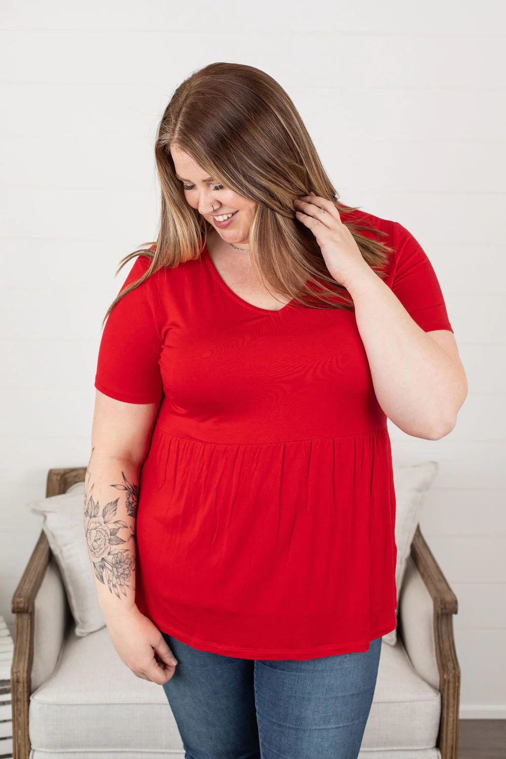 Sarah Ruffle Top - Red