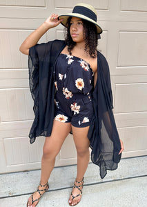 Delilah Ruffle Kimono - Black