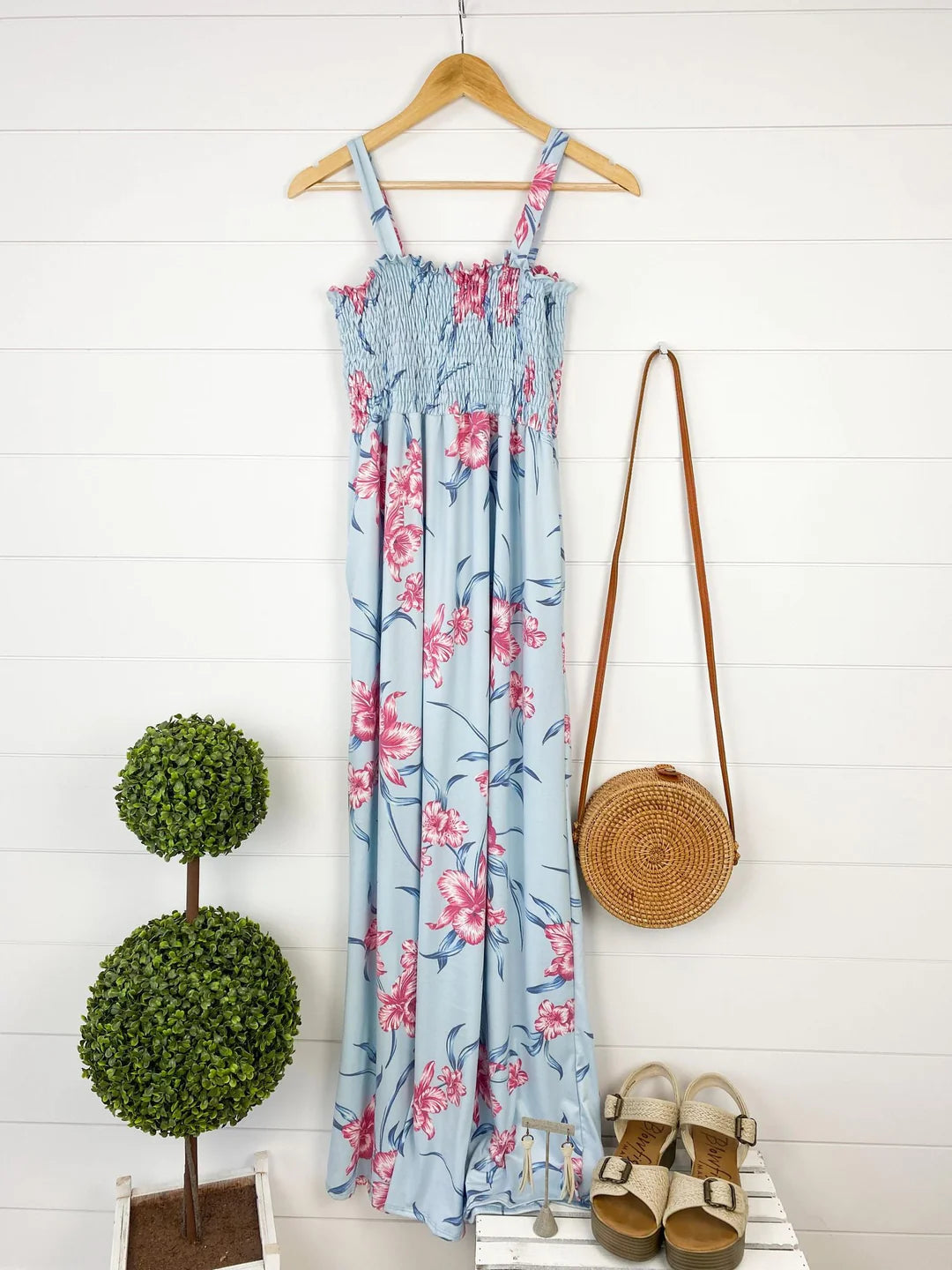 Savannah Maxi Dress in Dusty Blue Floral