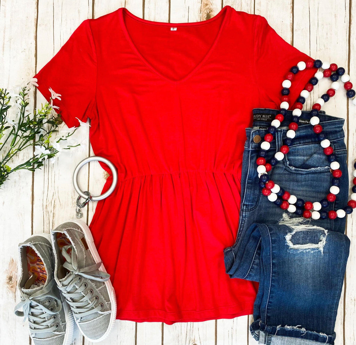 Sarah Ruffle Top - Red