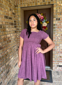 Hadley Smocked Dress in Plum