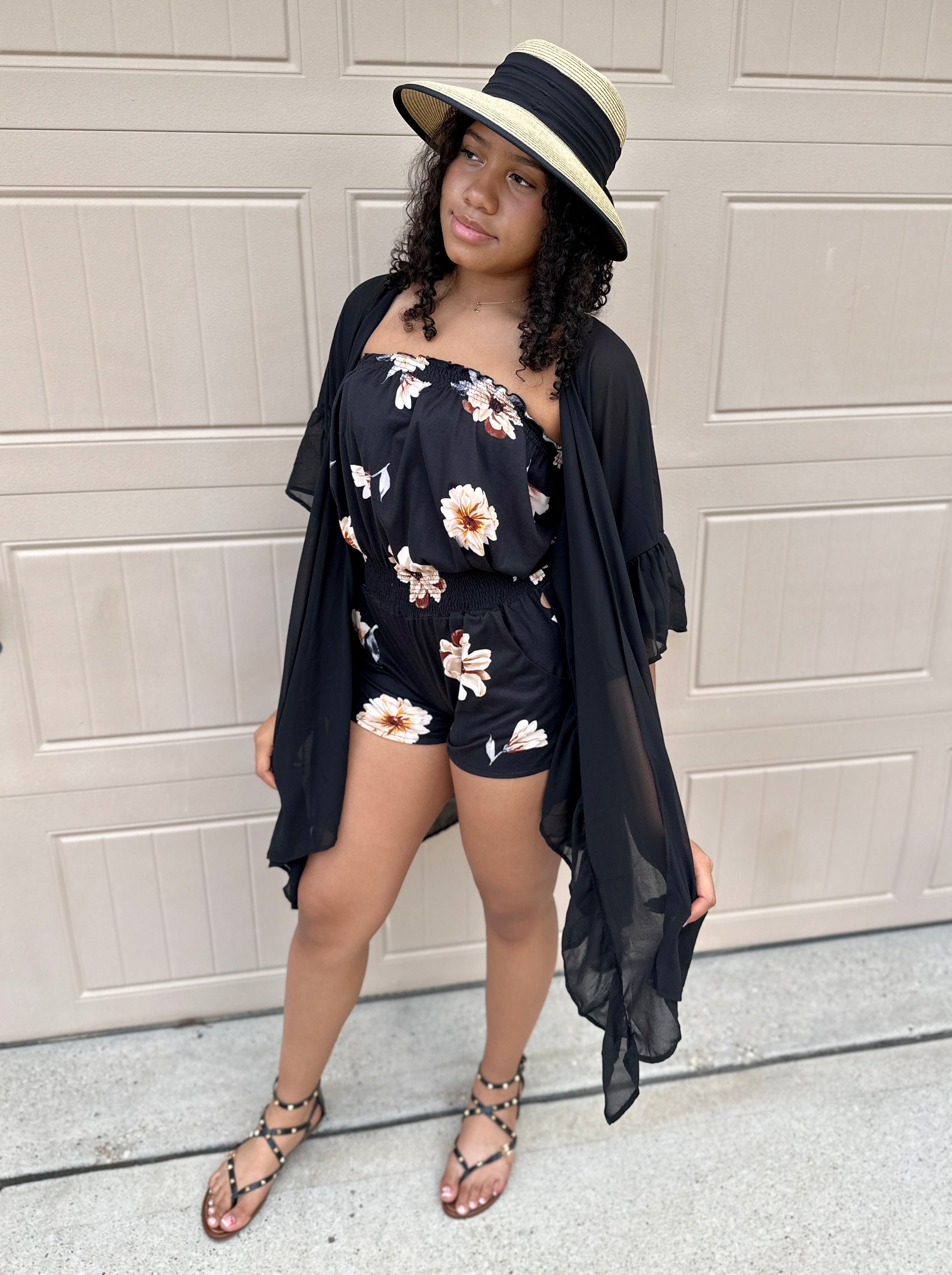 Delilah Ruffle Kimono - Black
