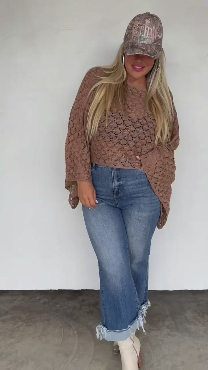 Free Spirit Bell Sleeve Top in Mocha