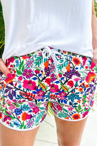 Fiesta Time Floral Shorts in White