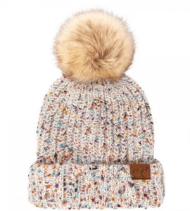 Confetti Ribbed Beanie - Ivory