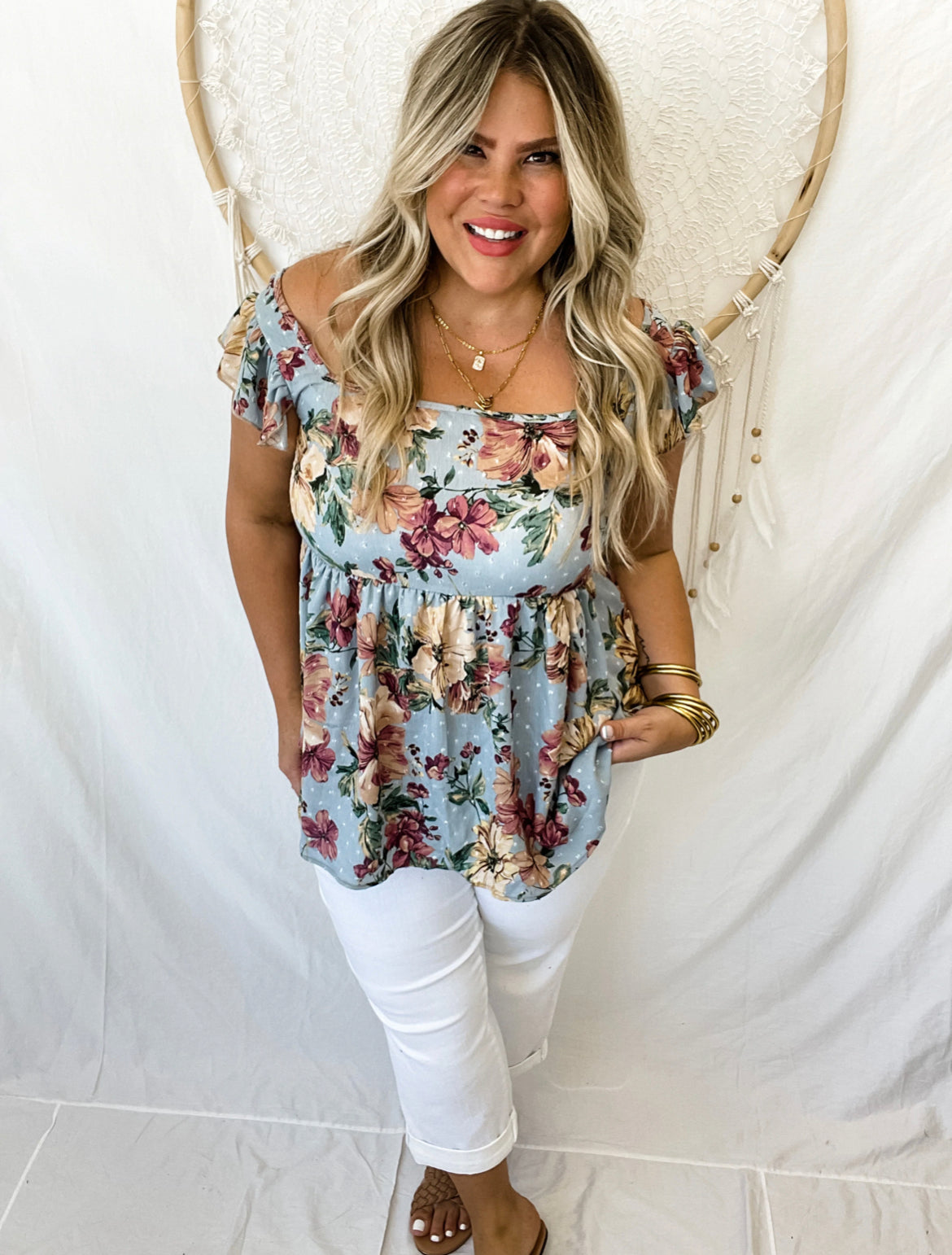 Silva Floral Top in Blue