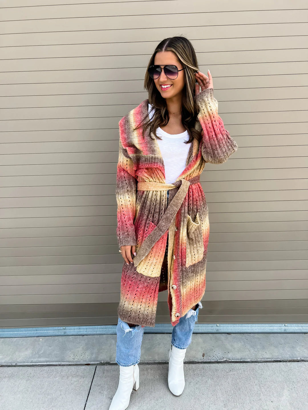 Celine Cardigan - Charcoal & Mustard