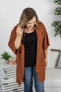 Side Slit Cardigan - Rust