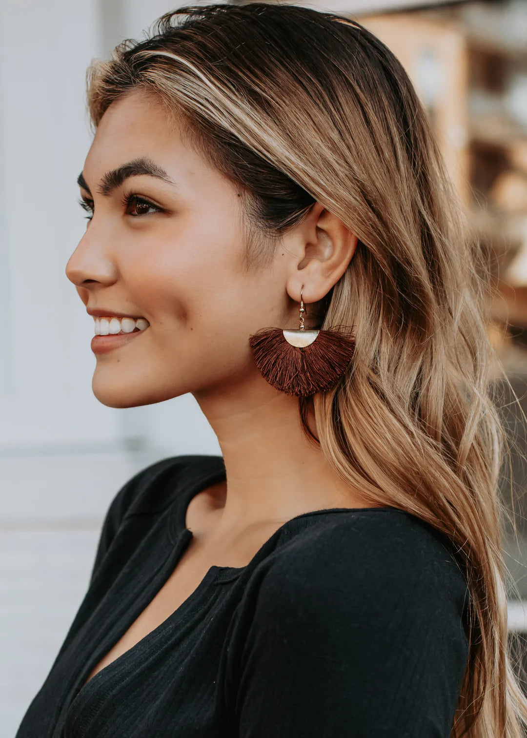 Susan Earrings in Brown