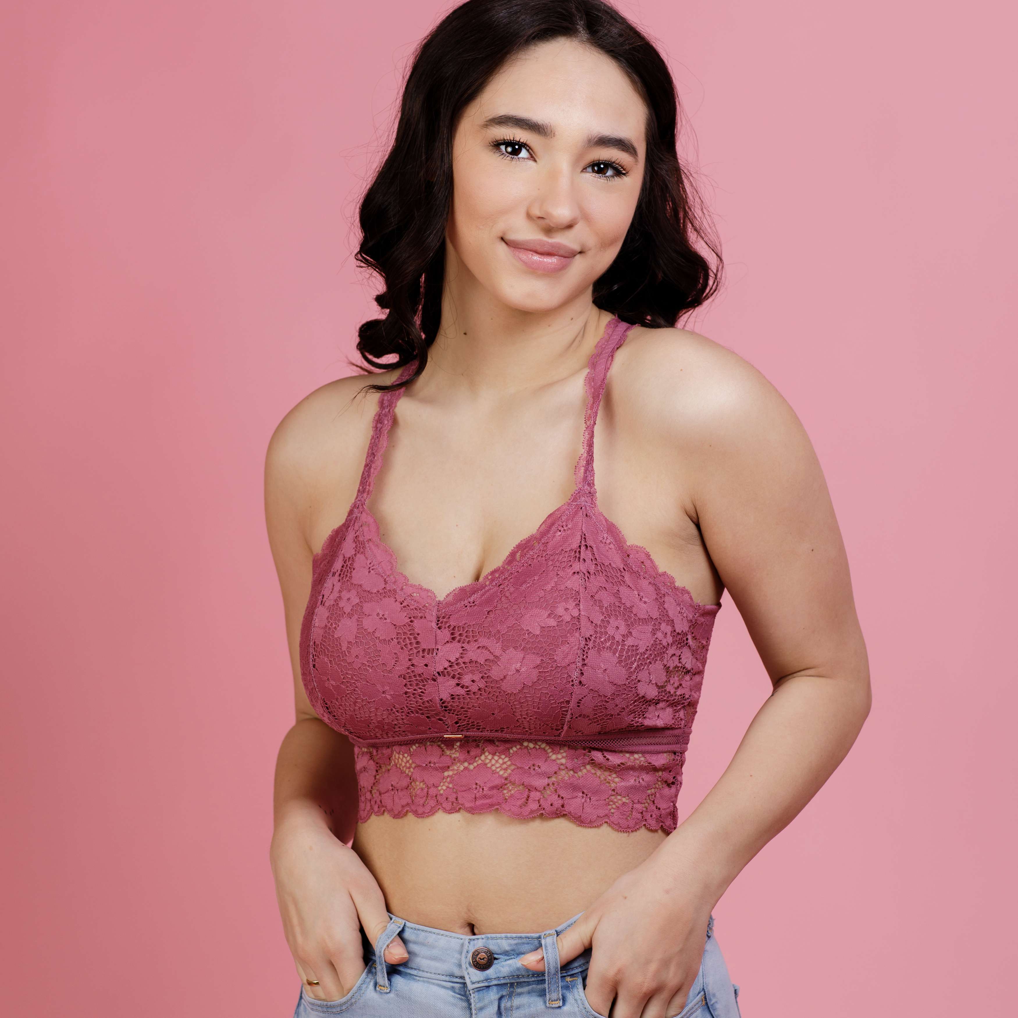 Juliette Lace Bralette - Tea Rose